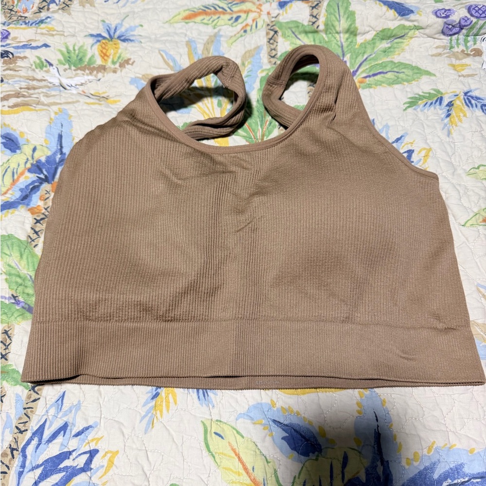 NVGTN Beige Desire Ribbed Sports Bra